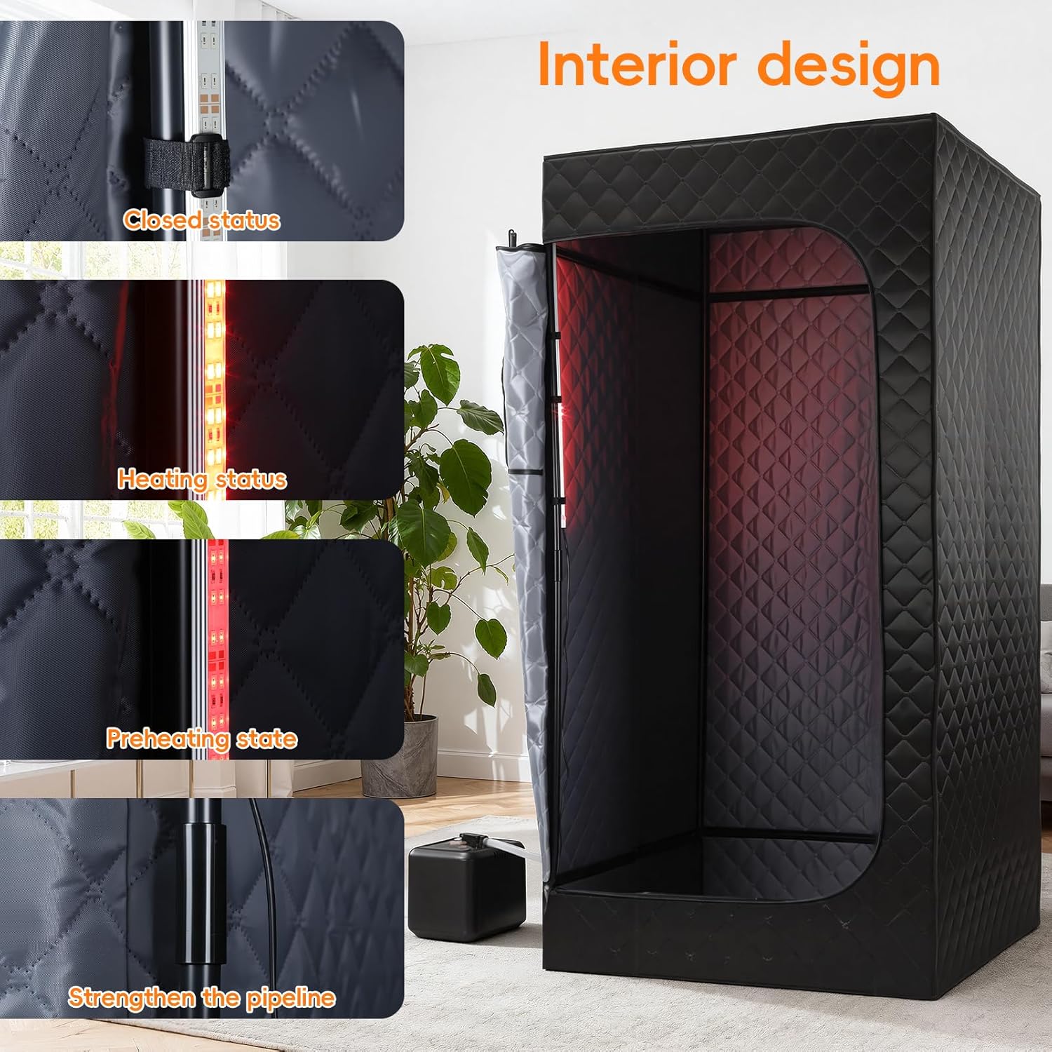 Sauna Box Portable Steam Sauna for Home Use, Infrared Sauna Tent with 99-Min Timer, 9 Heat Levels, Remote Control, Foldable Chair, Indoor Sauna Pod for Personal Wellness