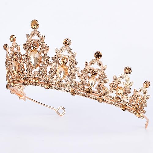 Miniatura 3 de Tiara de boda verde para mujer, corona de reina y tiaras, corona de princesa para mujeres y niñas, diademas de cristal para novia, Metal