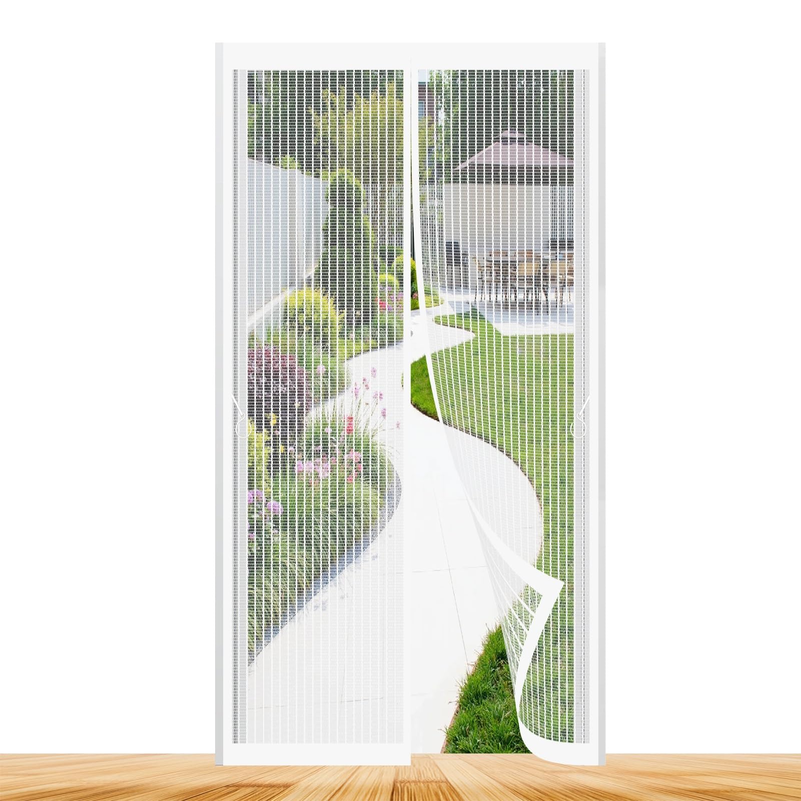Bcxduomi White Magnetic Fly Screens For Doors 86 X 202 Cm Keeping Out Flies & Bug, Keep Fresh Air In Heavy Duty Bug Mesh Curtain Kid And Pet Friendly For Living Room, Bedroom,