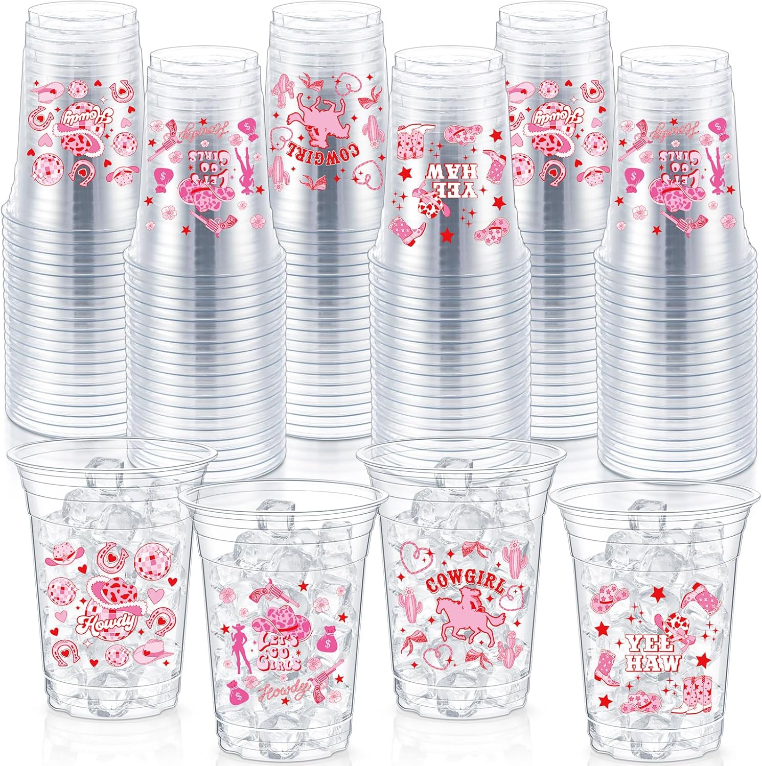 Geyoga 100 Pcs Golf Party Cups 16 oz Plastic Disposable Clear Golf Cups Bulk Sport Birthday Party Supplies for Cold Juice Beverage Holiday Favor