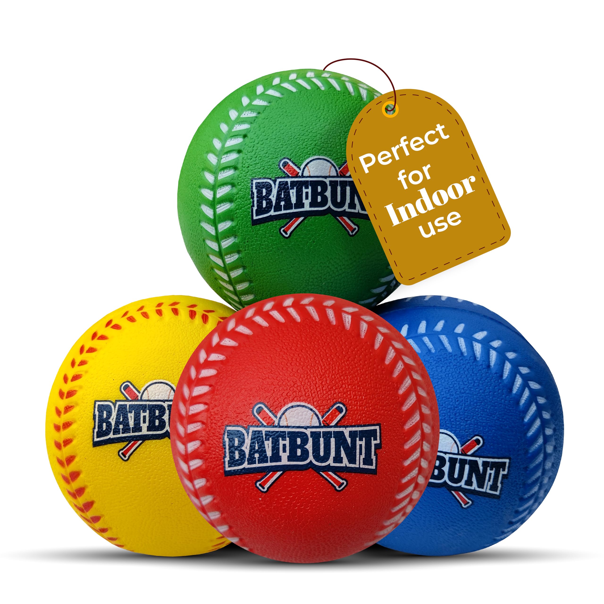 Pelotas de béisbol de espuma para niños, jugadores adolescentes, pelotas de entrenamiento de práctica blanda para golpear o reemplazar pelotas suaves – 4 unidades (rojo, azul, amarillo, verde)