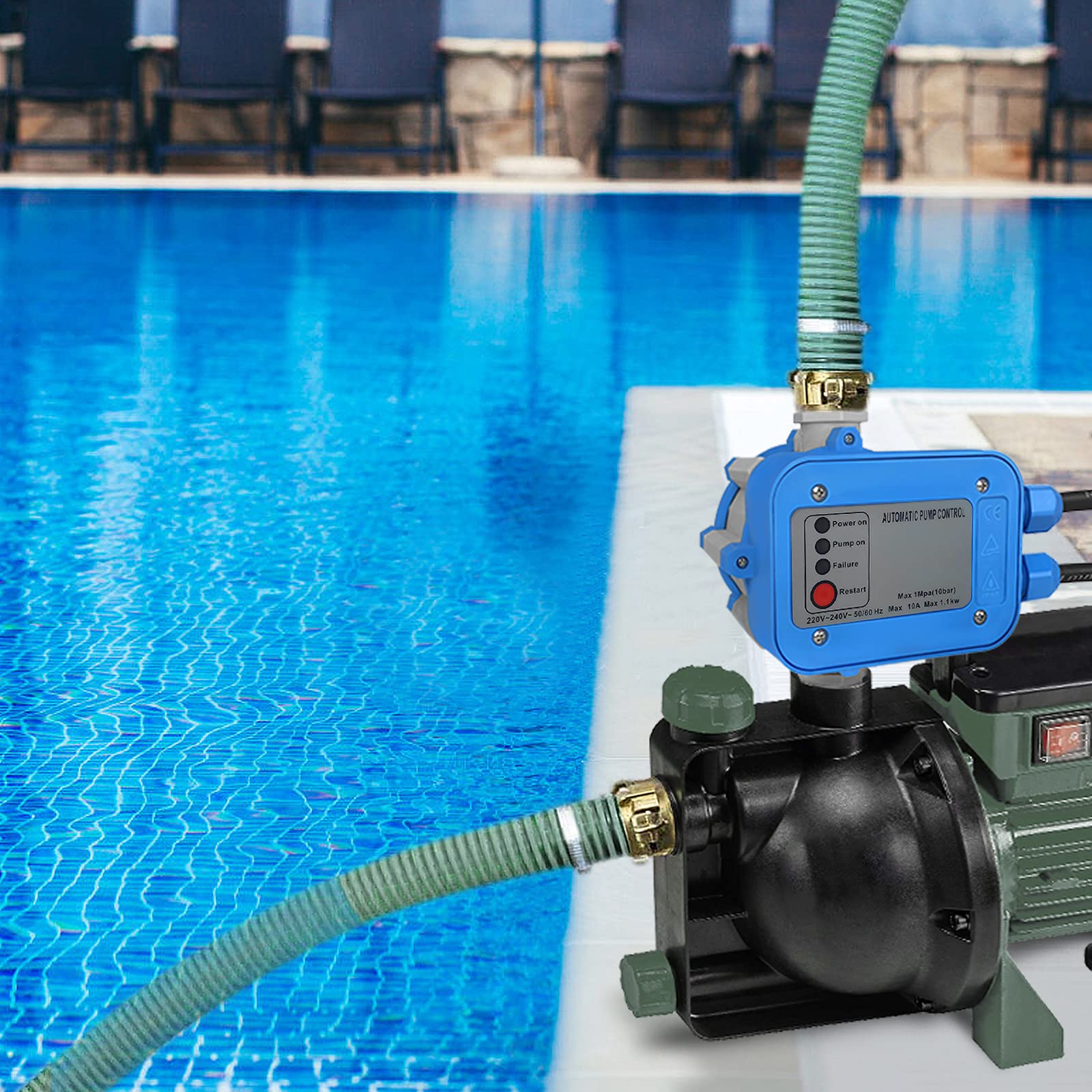 NAIZY Bomba de Presion de Agua 10 bar Prescontrol con Cable Automático Unidad de Control Presión del Agua Constante para Jardín Casa Patio Sistema de Agua – Tipo A