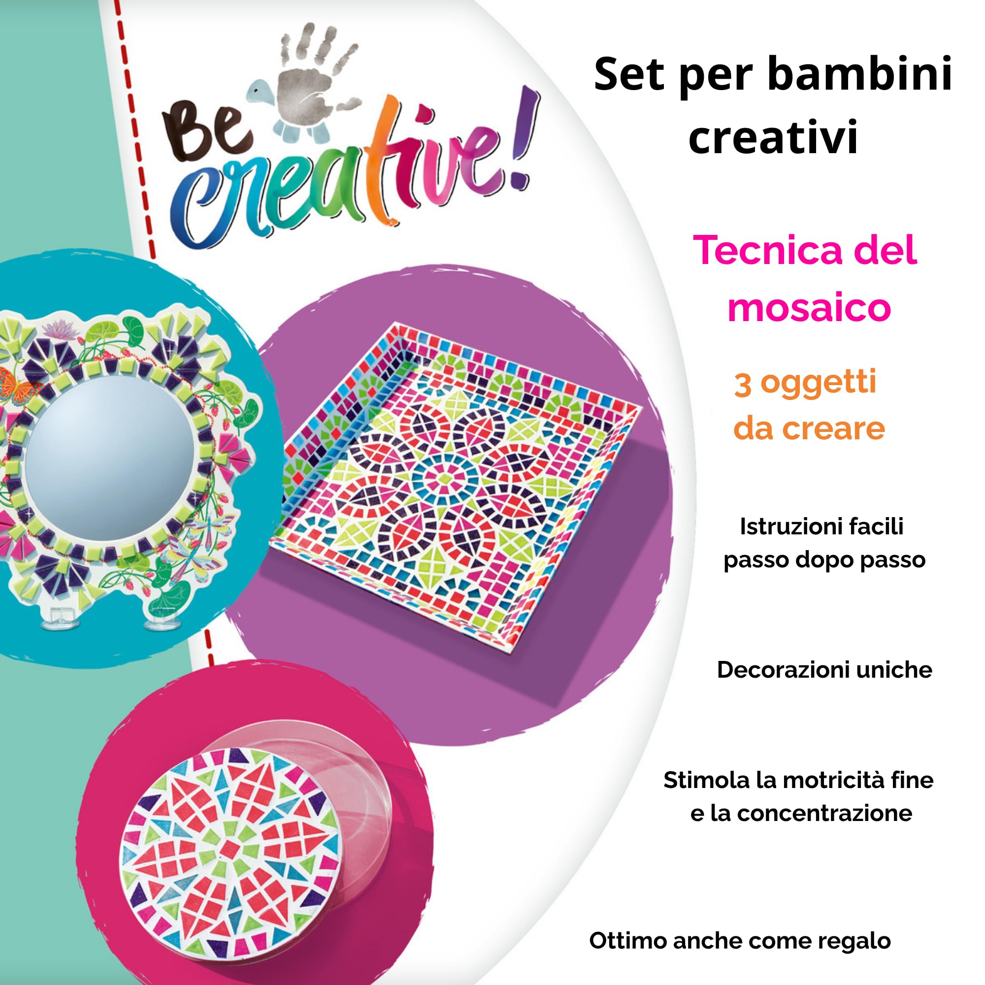 Ravensburger - Be Creative Maxi Mosaico Bambini | Giochi Creativi Bambina 8 Anni o Piú | Kit Lavoretti Creativi per Bambini | Idee Regalo Bambina 8 Anni