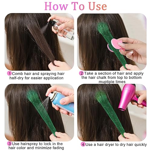 Miniatura 19 de Juego de peine de tiza brillante temporal de 10 colores, 8, 9, 10, 11, 12 años, regalos de cumpleaños, disfraz de Halloween, cosplay, recuerdos