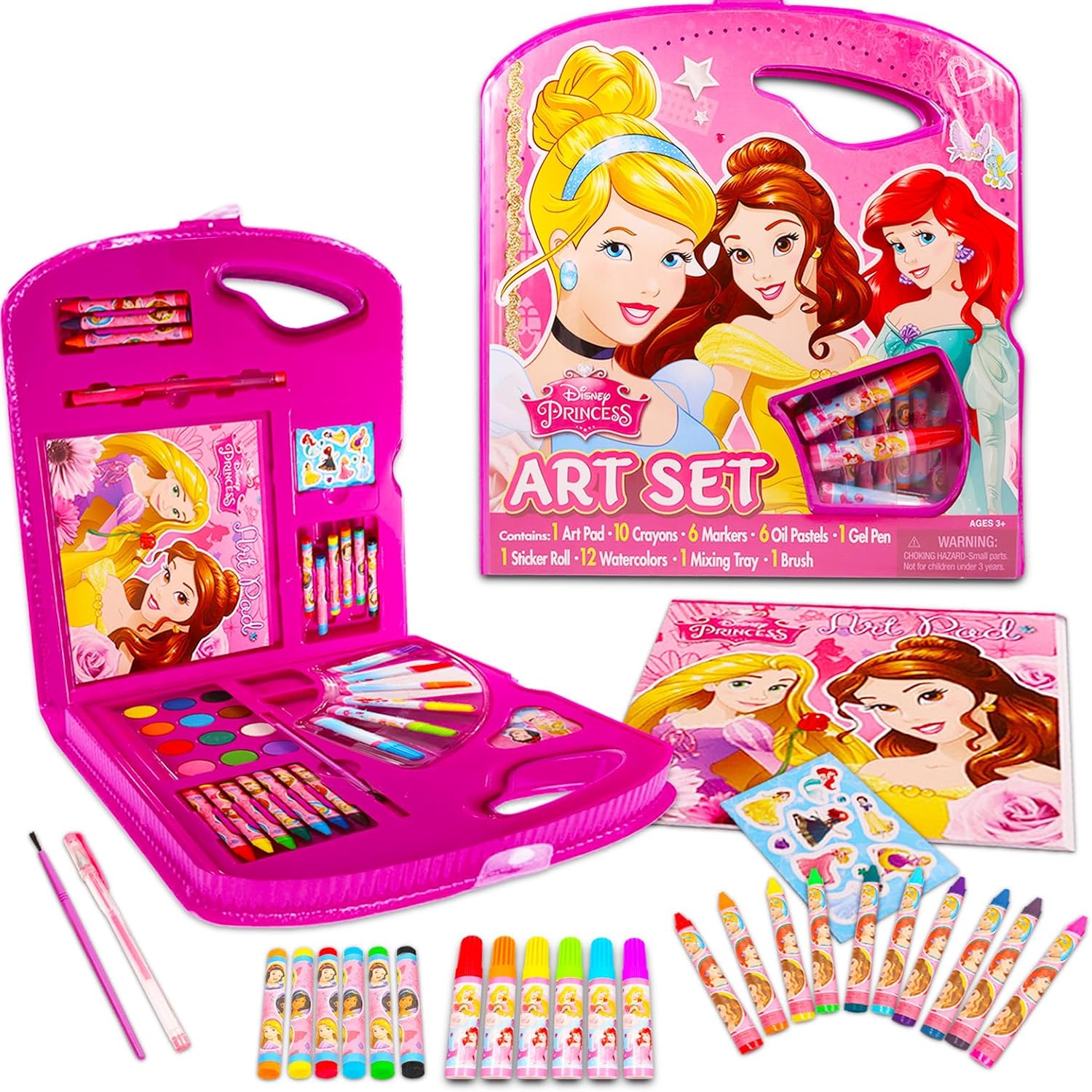 Disney Princess Art Set - Bundle of Kit with Coloring Utensils, Brushes, Drawing Pad, Stickers, More | Disney Princess Arts and Crafts Kit