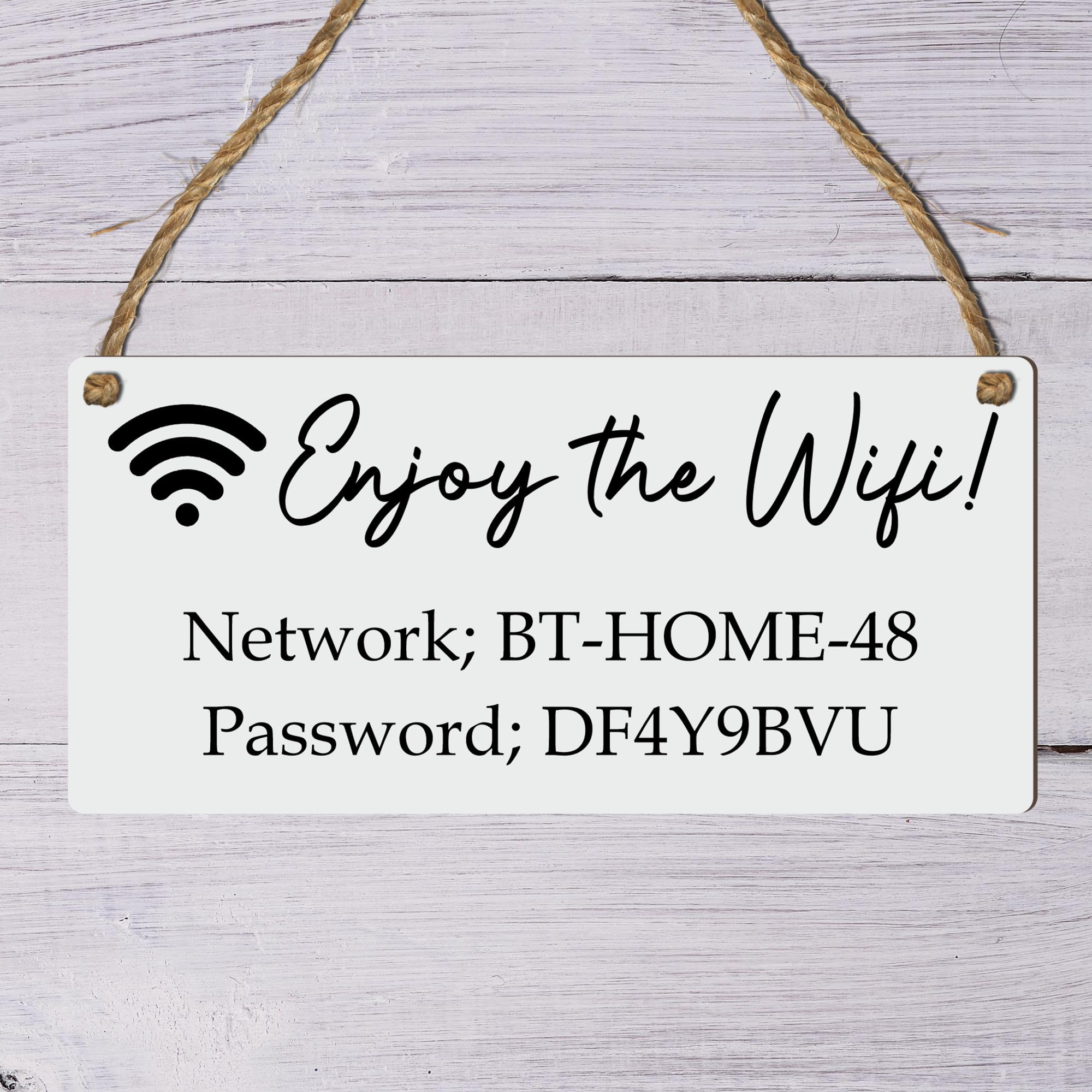 Custom WiFi Password Plaque | Personalised Internet Sign | Hanging Home Office Business Café Bar Décor |Personalised WiFi Password Wooden Hanging Family Room Sign (Light Grey)