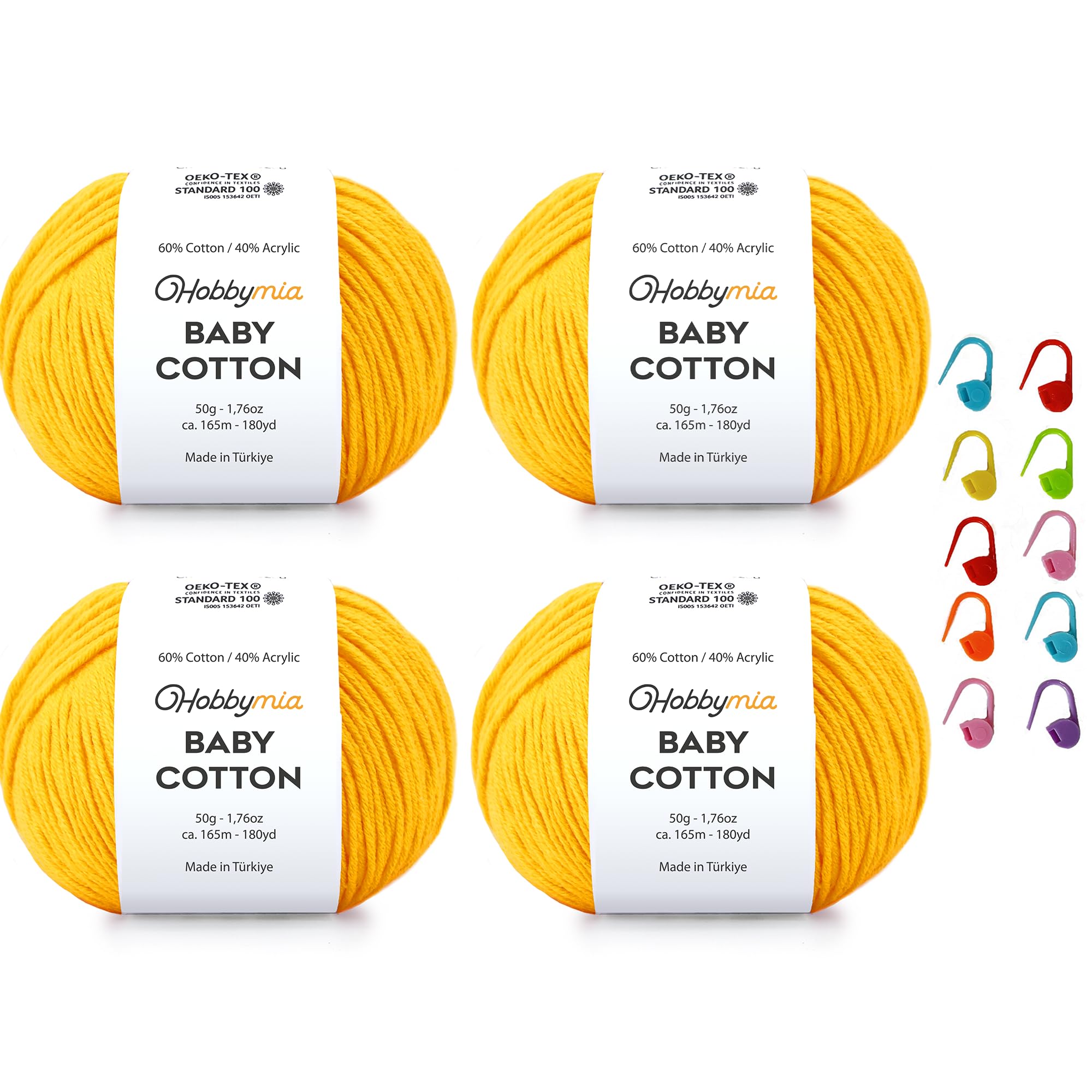 Baby Cotton Blend Yarn – Soft Sport Weight Yarn for Crochet & Amigurumi - 50g/180yds - 60% Cotton 40% Acrylic - Ideal for Baby & Knitting Proj.(Neon Green, 1 Ball) — view 141