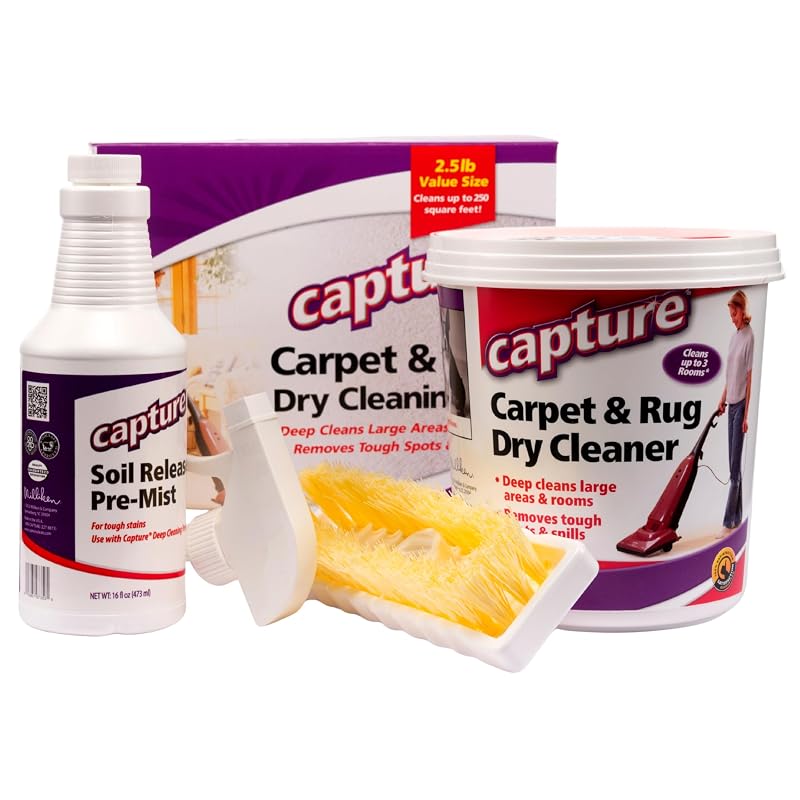 Kit Capture de Limpeza a Seco para Carpetes e Tapetes com Pré-Spray, Escova e Pó de 1,13 kg – Rendimento de até 23,2 m²