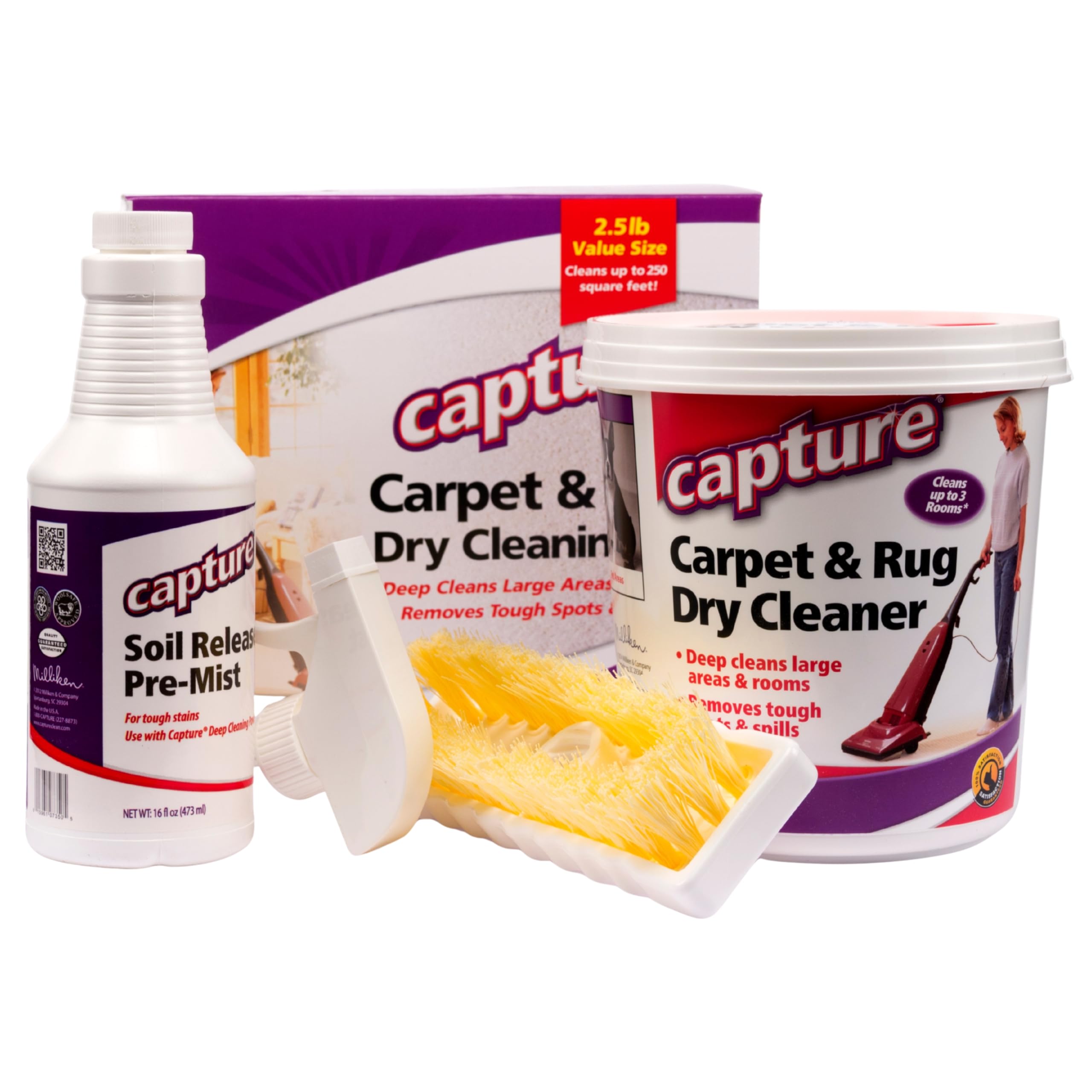CaptureCarpet Total Care Kit 250 - Home Couch and Upholstery, Car Rug, Dogs & Cats Pet Carpet Cleaner Solution - Strength Odor Eliminator, Stains Spot Remover, Non Liquid & No Harsh Chemical