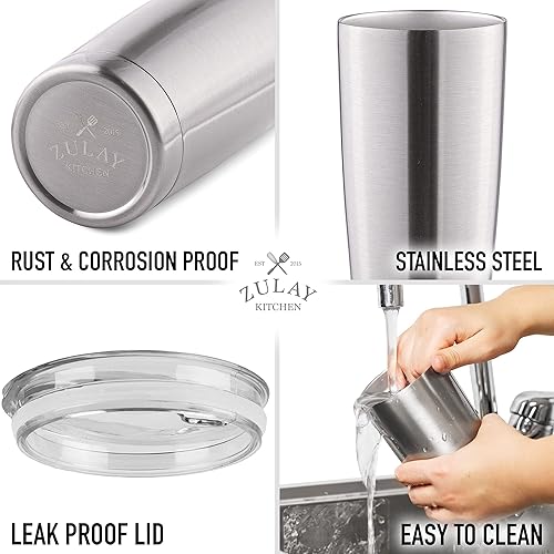 Miniatura 9 de Zulay - Taza de café aislada de 12 onzas con tapa, taza de campamento de acero inoxidable con asa, taza aislada al vacío de doble pared Duracoated