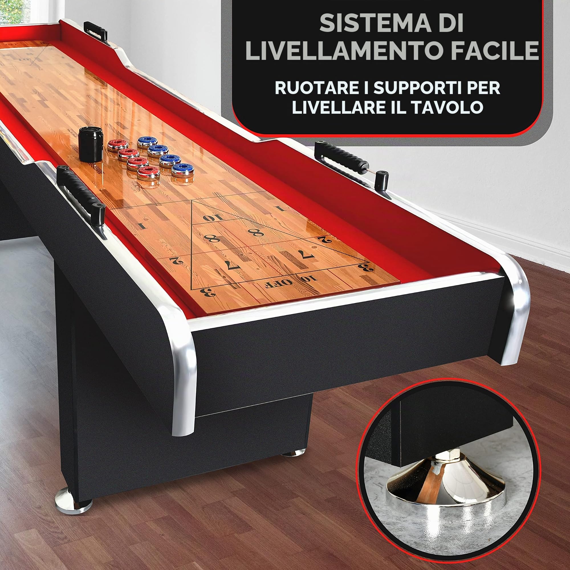 SereneLife Gioco da Tavolo, Shuffleboard da Tavolo, Superficie Poliuretano, Accessori Inclusi, Punteggio Abaco, Gioco Veloce per Interni ed Esterni