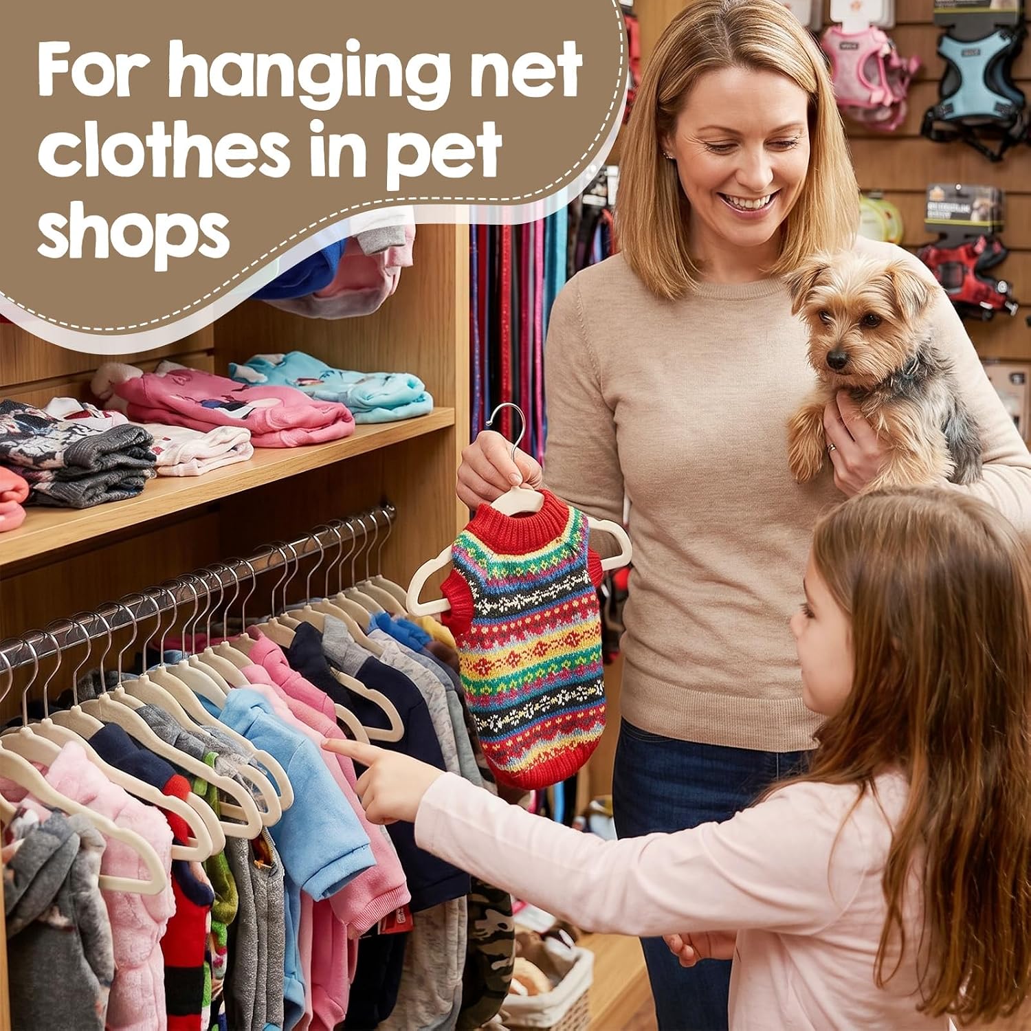 24 Pcs Dog Clothes Hangers Small Hangers 11 Inch Non Slip Velvet Pet Hanger for Small Dogs Cats Rustproof Metal Hooks Space Saving for Dog Closet Home Storage Grooming Salons