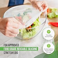 Vista 18 de Tapas elásticas de silicona reutilizables para almacenamiento de alimentos en el refrigerador, fundas elásticas resistentes al calor, tazas, latas