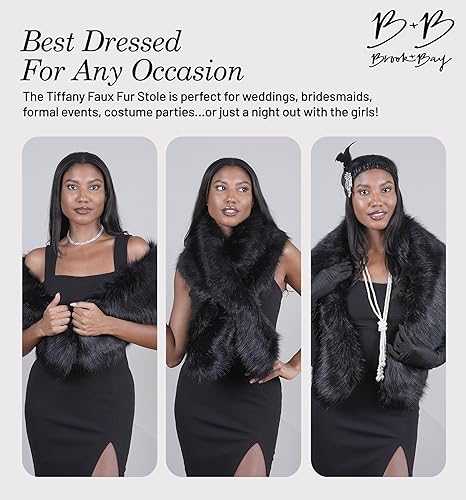 Miniatura 6 de Chal de piel sintética Estola de piel sintética de invierno para mujer Envolturas de piel sintética para bodas, cuello de piel sintética para