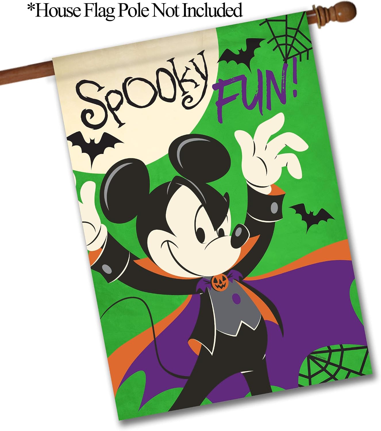 Flagology.com, Disney Spooky Fun Mickey – House Flag 28" x 40", Exclusive Fabric, Officially Licensed Disney, Halloween