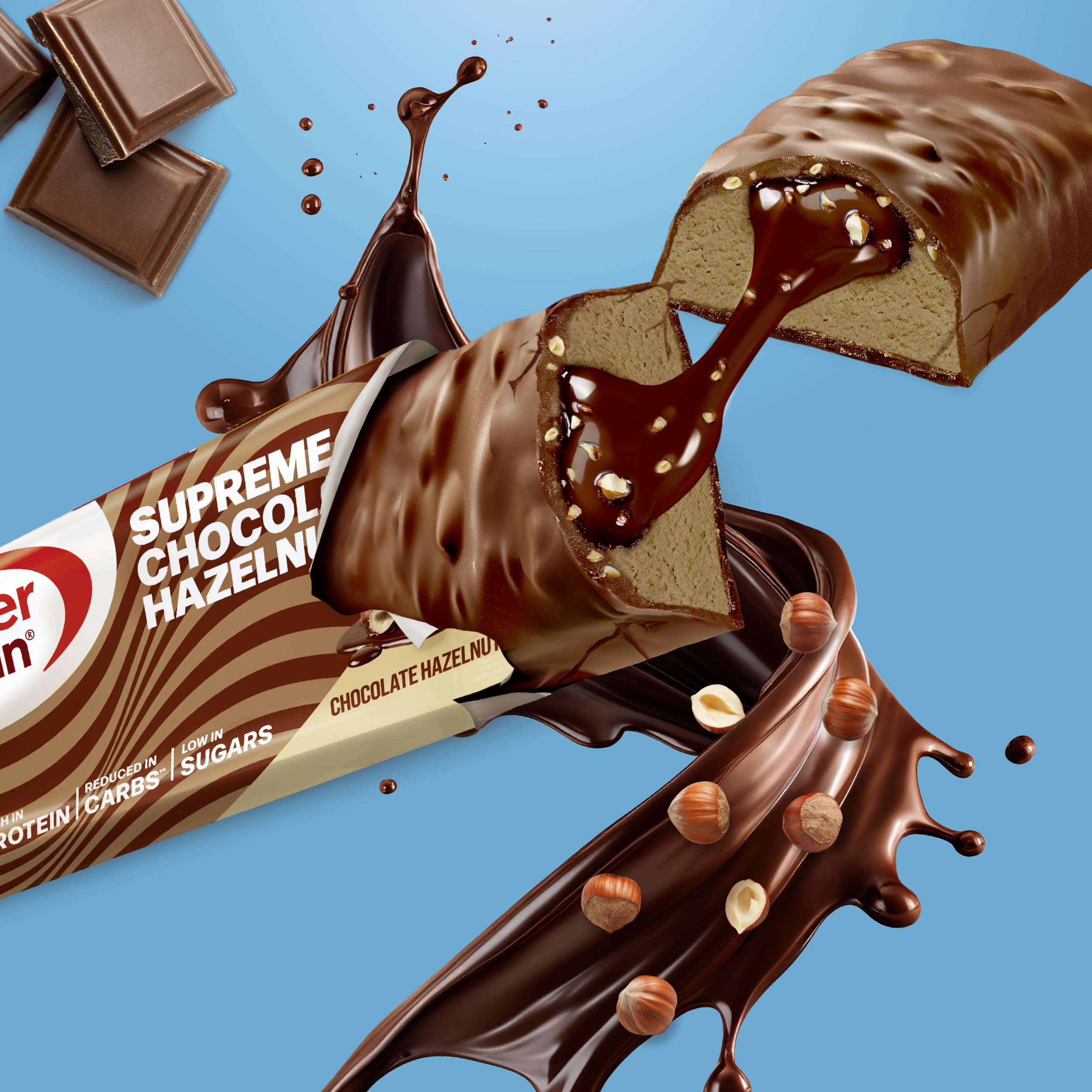 Premier Protein - Supreme Bar - Chocolate Hazelnut - 12x42g - High Protein - Low Sugar - Low Carb - Palmölfrei
