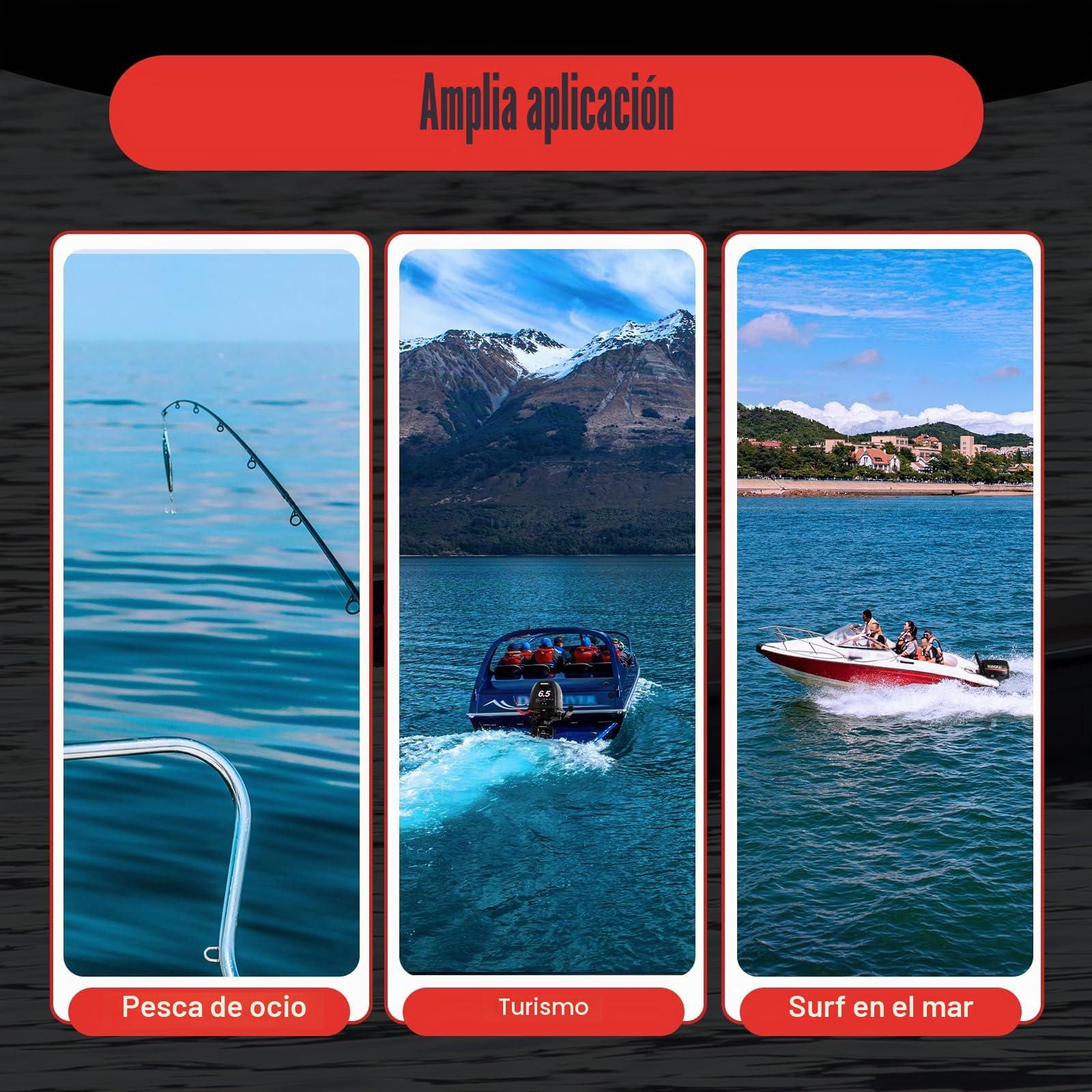 Motor fueraborda de 4 tiempos, 123 CC, 6,5 CV, 6000 rpm, 12 L, enfriado por agua, encendido CDI, arranque manual, motor fueraborda, motor de gasolina, motor de barco para botes inflables, barcos de