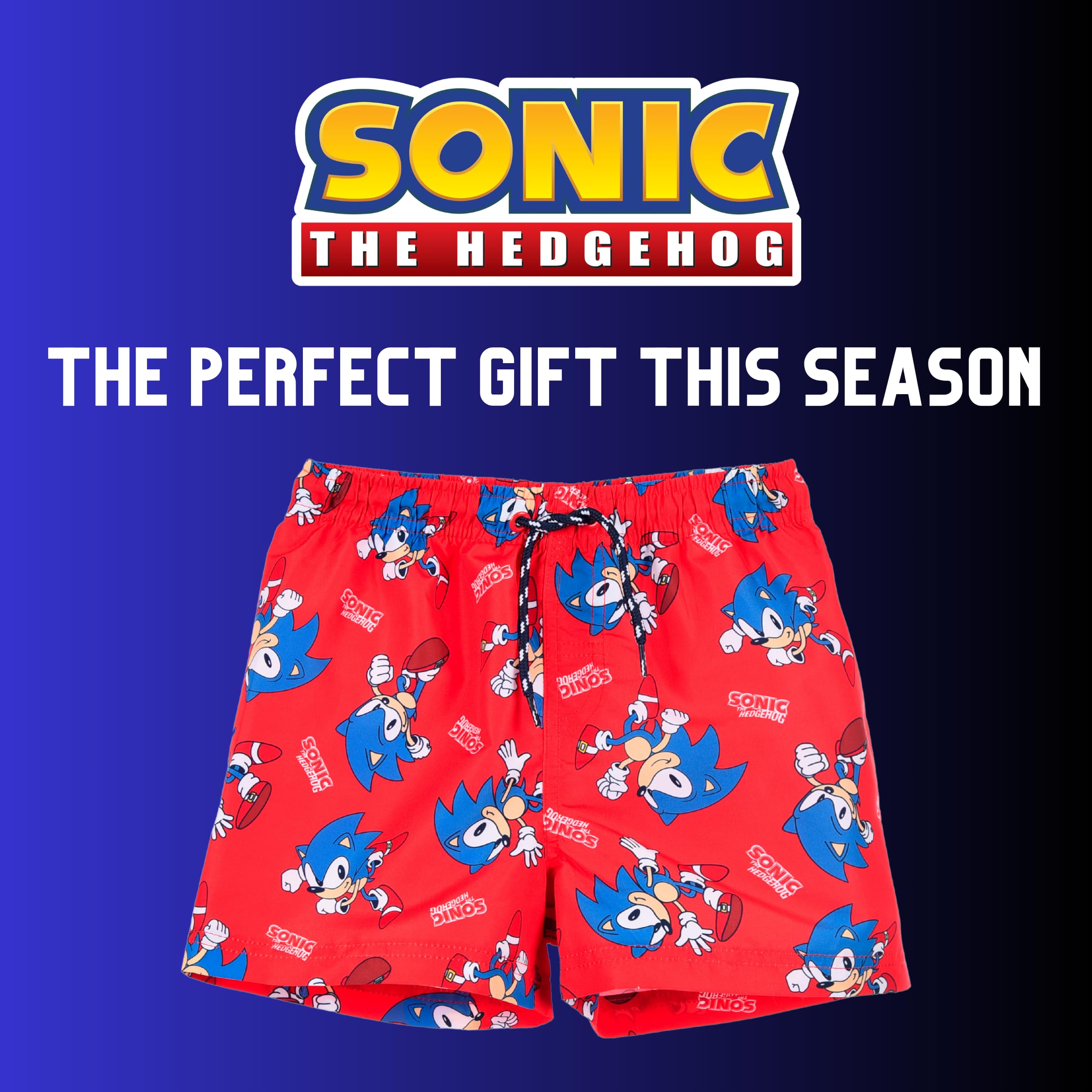 Sonic The Hedgehog Bermuda per Ragazzi, Pantaloncini da Bagno Estivi, Costumi da Bagno per Bambino, Taglie 4 a 10 Anni