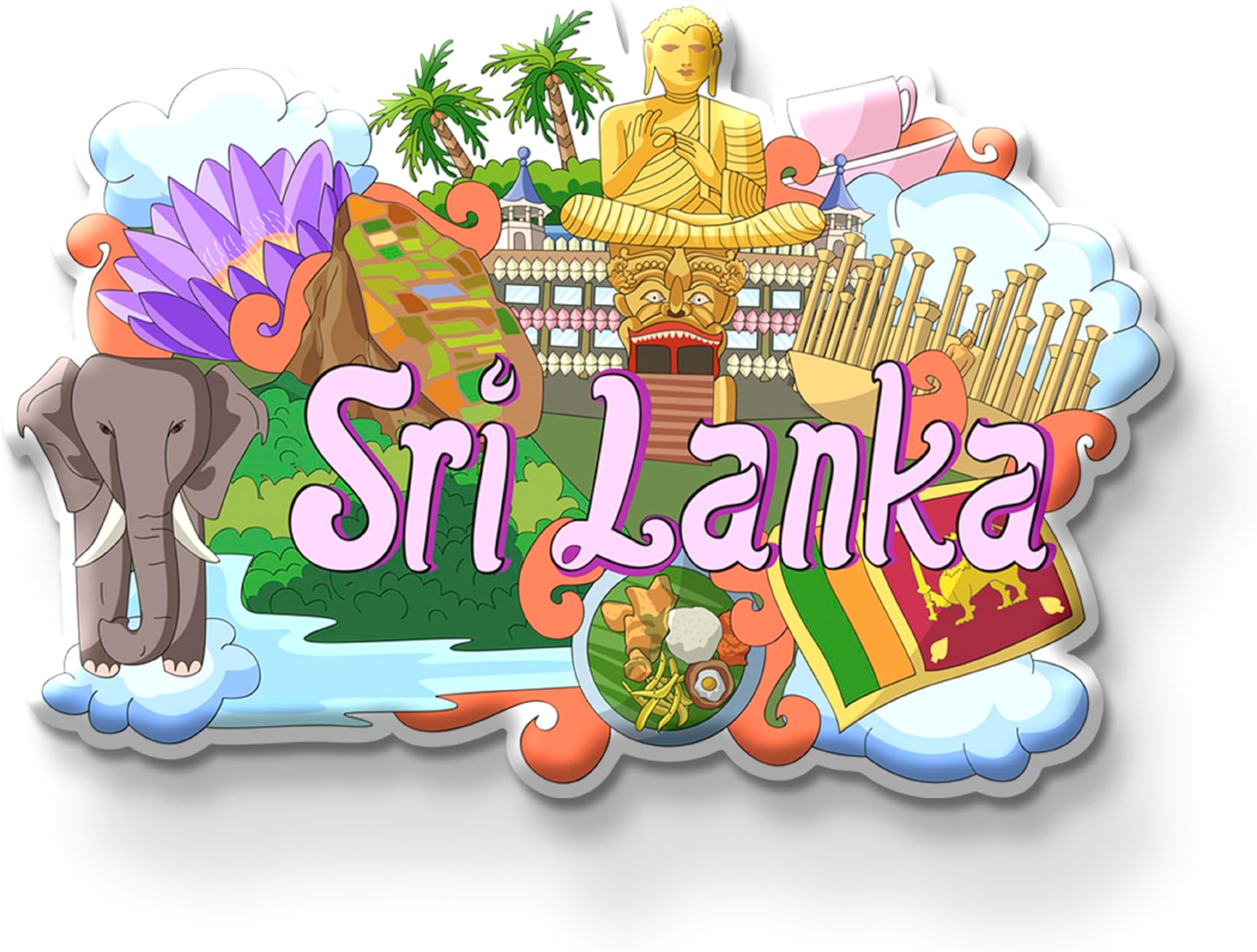 SRI Lanka Country Theme Souvenir Wooden Fridge Magnet for Refrigerator - SRI Lanka Printed Stylish Magnet for Fridge Decoration