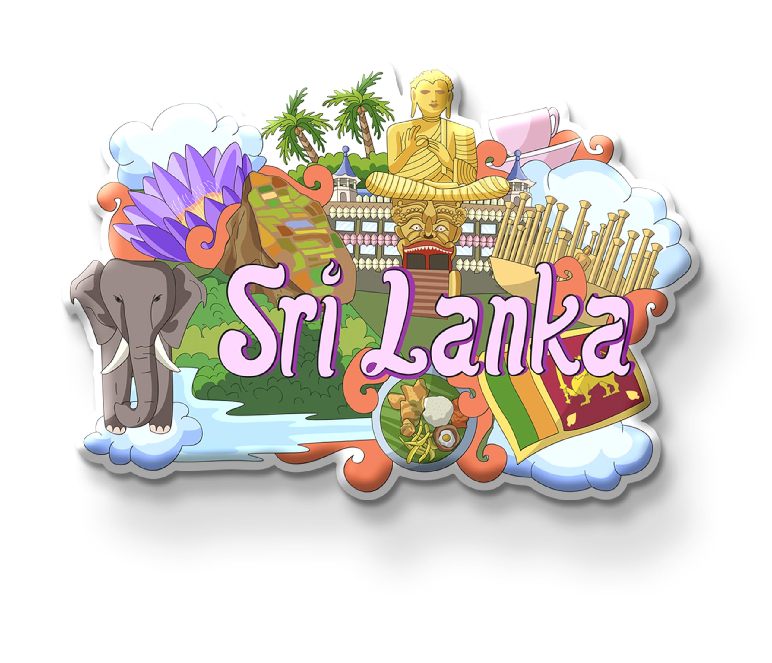 SRI Lanka Country Theme Souvenir Wooden Fridge Magnet for Refrigerator - SRI Lanka Printed Stylish Magnet for Fridge Decoration