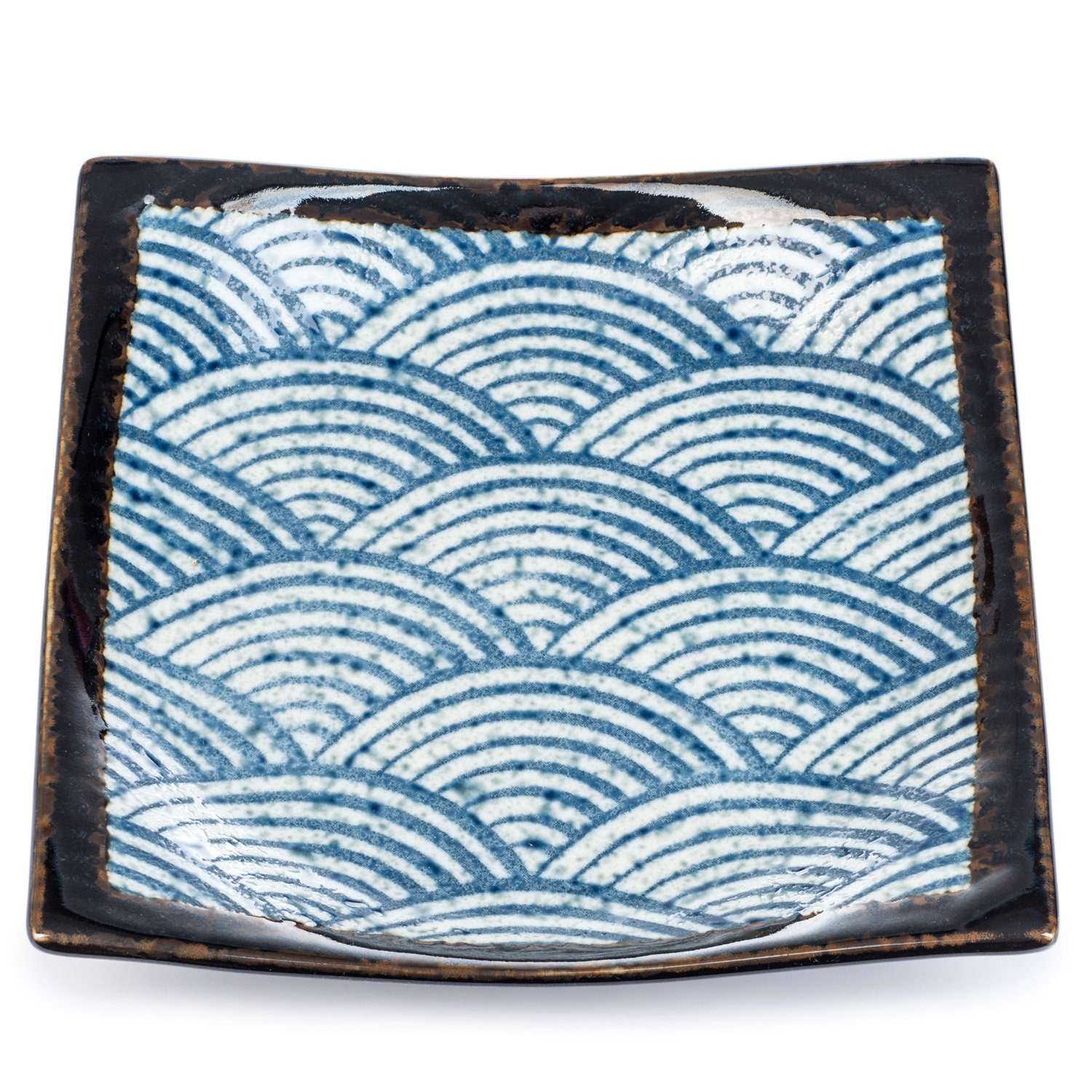 The Japanese Shop Blue Seikaiha Traditional Japanese Sushi Plate