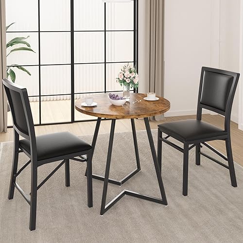 Miniatura 2 de VECELO juego de 4 sillas plegables con cojín, asientos acolchados plegables con estructura de metal resistente para cocinacomedorsala de estar, sin