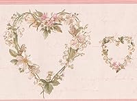Vista 1 de Papel tapiz floral con forma de corazón, diseño retro, rollo de 15 x 5.25 pulgadas