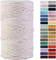 4mm Macrame Cord 109 Yards Natural Cotton Rope - Soft Durable Macrame Supplies for Wall Hangings, Plant Hangers, Crafts & Bohemian Decor
