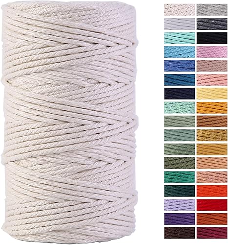 Miniatura 49 de Cuerda de macramé gris de 0.118 in x 109 yardas, cuerda de algodón de colores para colgar en la pared, colgadores de plantas, manualidades, tejer
