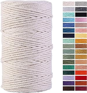 Macrame Cord 4mm x 109Yards 100% Natural Cotton Macrame Rope Cotton Cord...