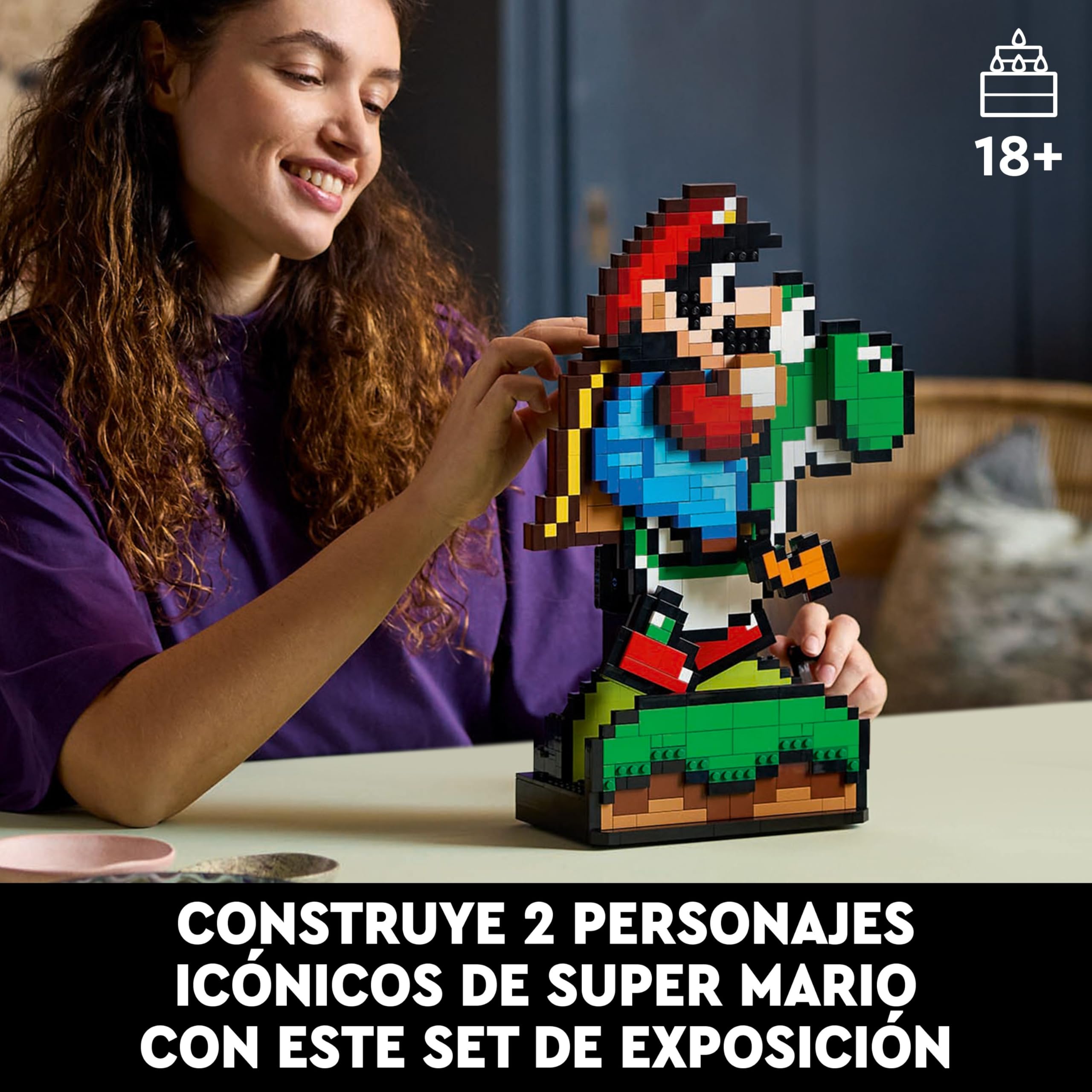 LEGO Super Mario World: Mario y Yoshi Kit de Maquetas para Adultos para Colección de Nintendo, Figuras Pixeladas, Regalo para Hombres y Mujeres, Decoración del Hogar y la Oficina 71438