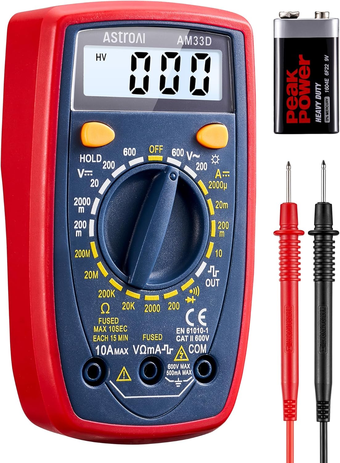 AstroAl Digital Multimeter 2000, Multimeter Tester with Volt Amp Ohm, Multi Meter Measures Voltage, Current, Resistance, Continuity and Diode, Electrical Tester with Test Leads, Backlight LCD Display - Image 10
