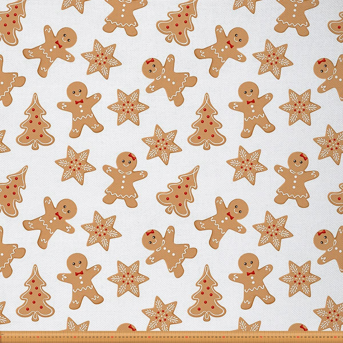 Christmas Fabric by The Yard,Xmas Tree Snowflake Fabric for Chairs Sofa,Gingerbread Man Berry Outdoor Fabric Waterproof,3 Yards,(L276*W150cm) Yellow Orange