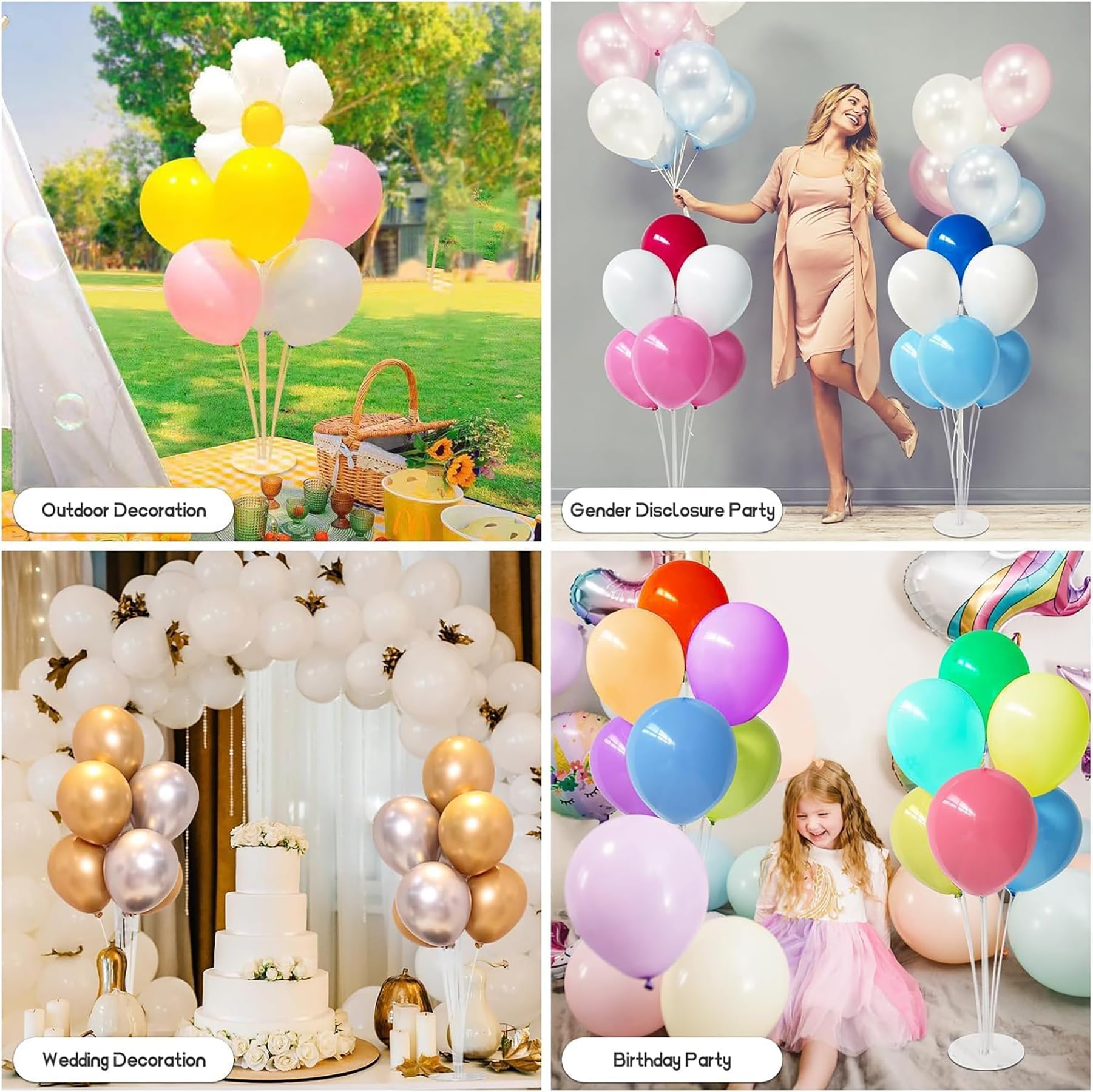 Kit di supporti per palloncini da 6 pezzi | 71 cm Supporti riutilizzabili per centrotavola per compleanni, matrimoni e baby shower | Supporto per palloncini trasparente per pavimento o tavolo |