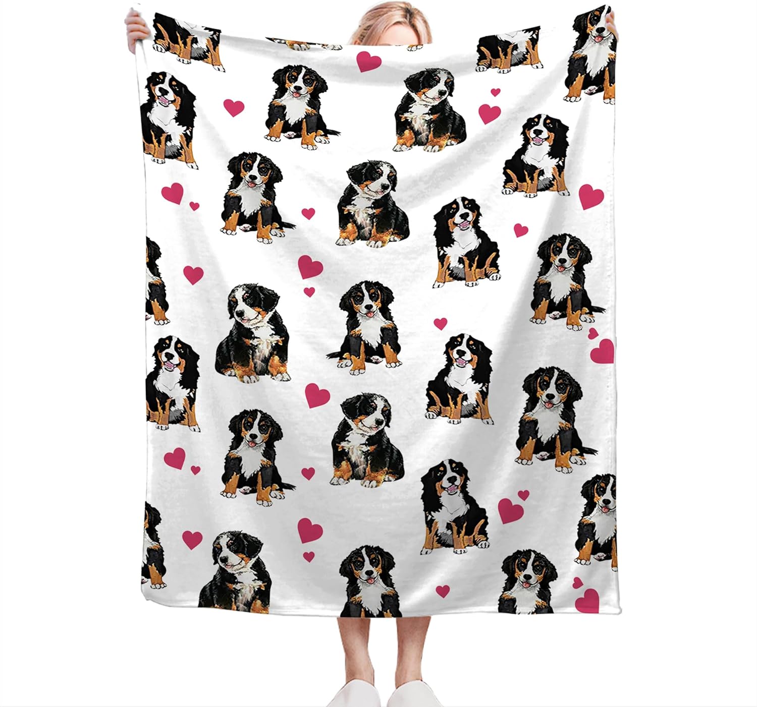 Bernese Mountain Dog Blanket Bernese Mountain Dog Gifts and Decor Cute Dog Throw Blanket Dog Blanket for Girls Women Kids Adults Soft Warm Cozy Fleece Blanket for Couch Sofa ​Bed 80"x60"