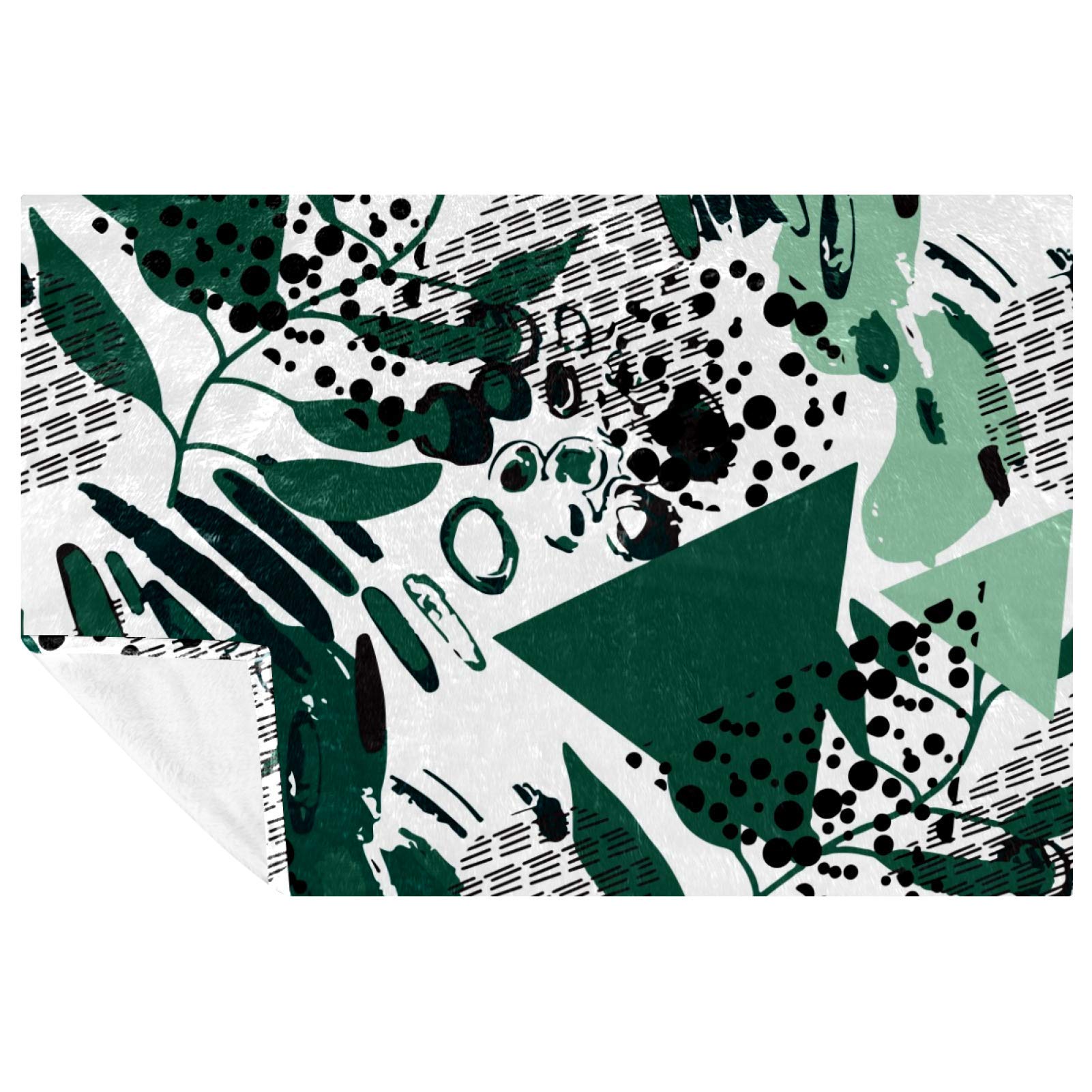 Couverture douce verte motif abstrait 150x100 cm pour lit et canapé