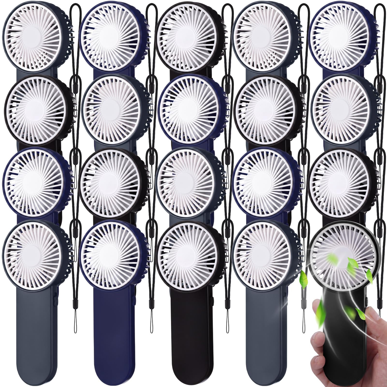 Sumind Mini-Ventilator, klein, tragbar, 1 Geschwindigkeit, elektrisch, batteriebetrieben, für Hals Wimpern, Make-up, Damen, Herren, Reisen, Camping, drinnen und draußen, Sommer, dunkle Farben, 20