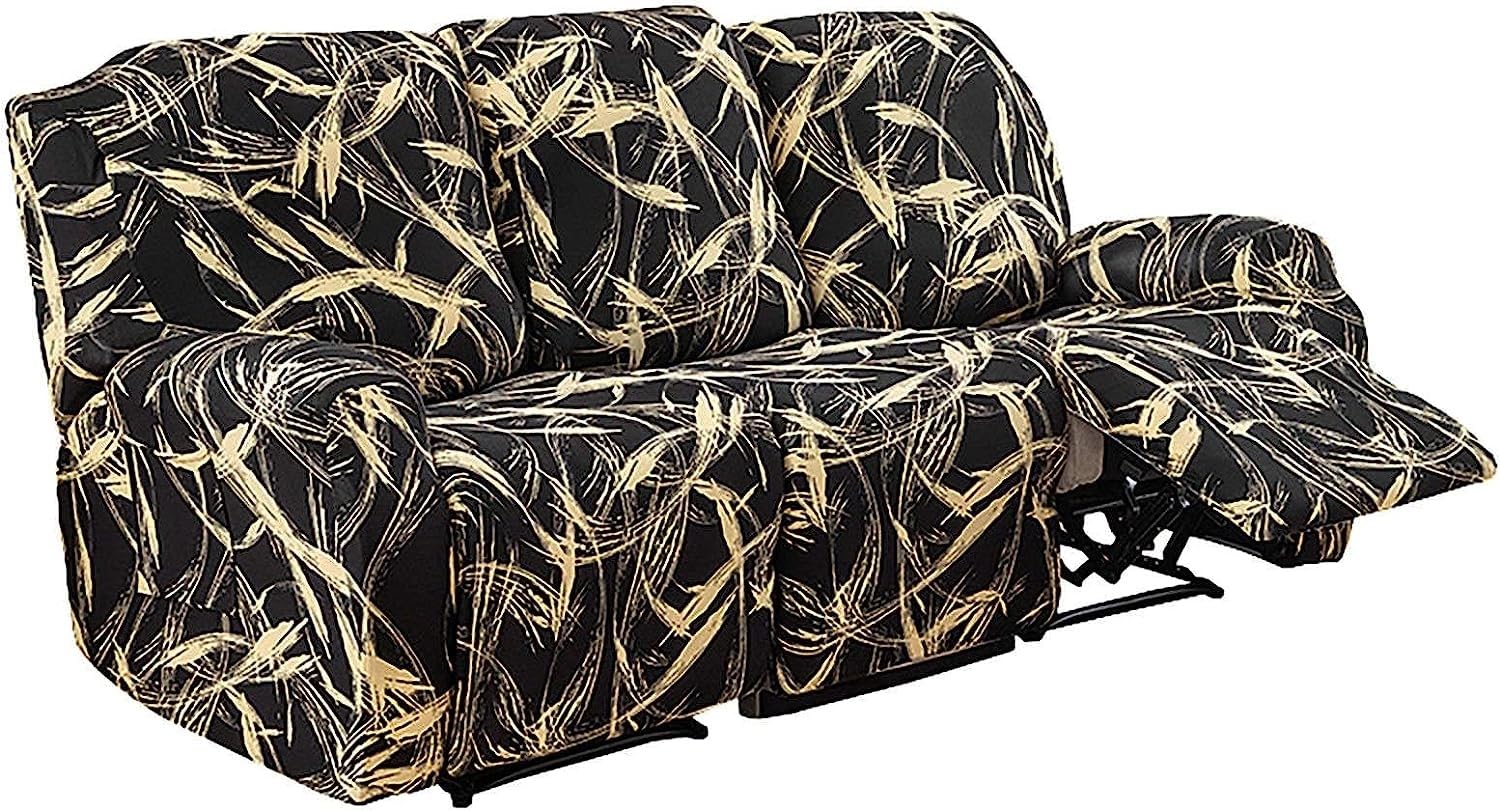 1/2/3 Seater Recliner Sofa Seat Covers Fabric Stretchy 4/6/8-Pieces Couch Slipcover Armchair Cover Non-Slip Furniture Protector, Elastic Spandex Soft Recliner Chair Protectors with Side Pocket ( Color
