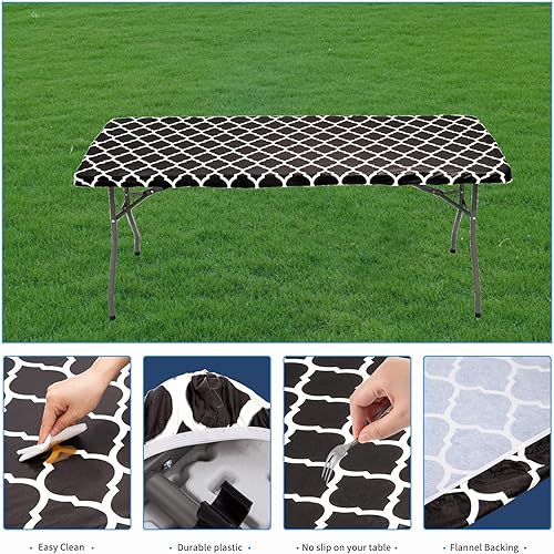 Miniatura 5 de Funda de mesa de picnic ajustable con fundas para banco, 3 piezas, impermeable, para campamento, pícnic, con borde elástico, para