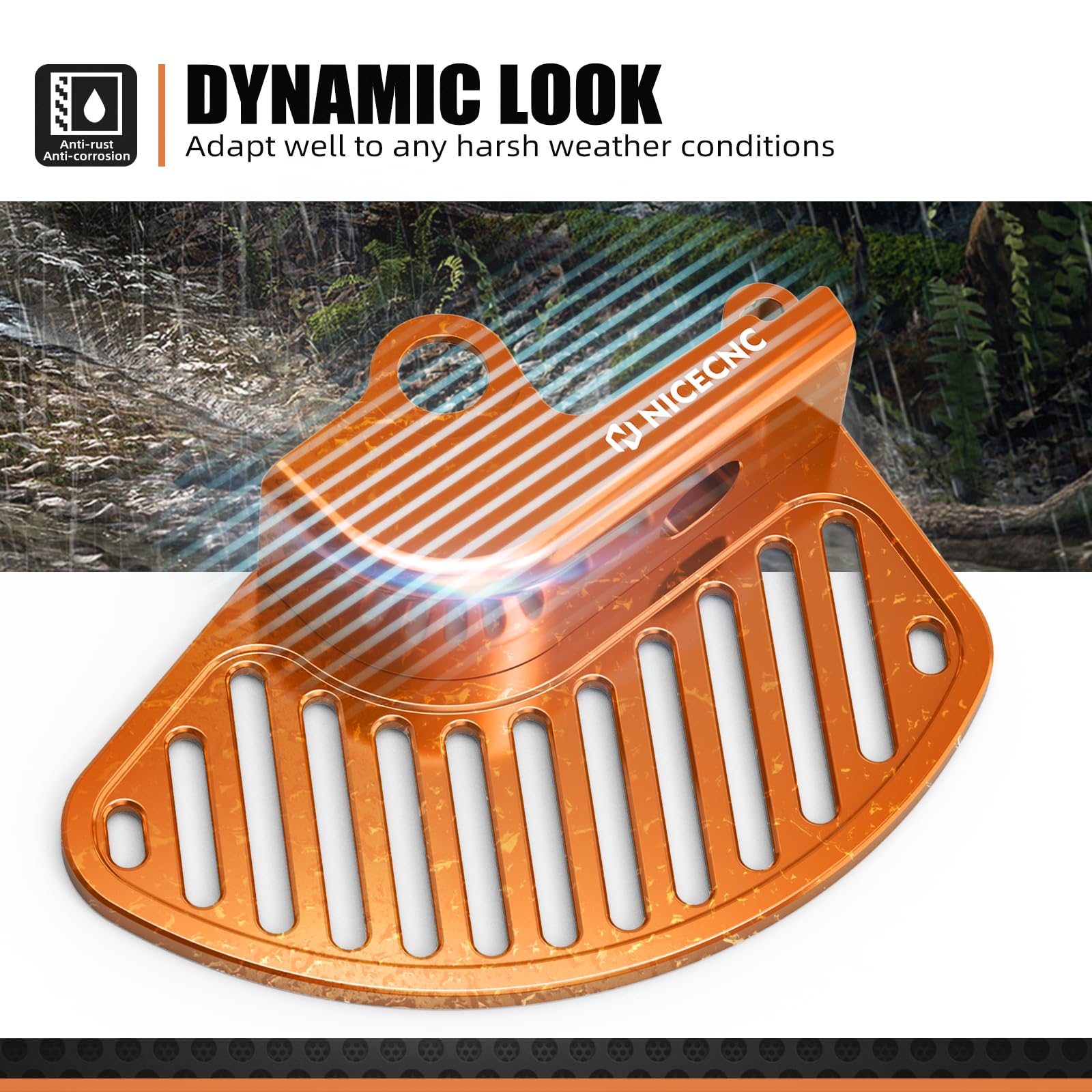 NICECNC Cubierta protectora de disco de rotor de freno delantero naranja compatible con KTM 300 EXC TPI 2019-2023 250 EXC-F 2017-2024 500 EXC-F 2016-2022 2024 125 XC 2021-2024 Ver ajuste