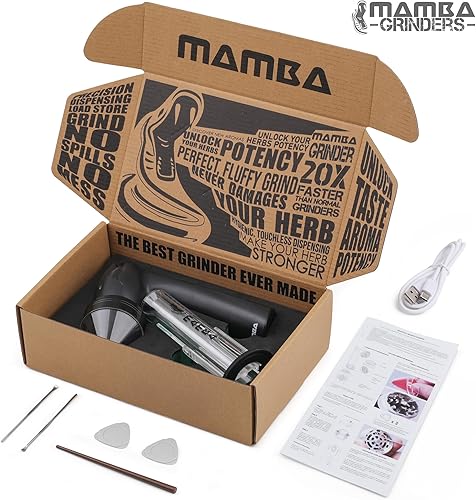 Miniatura 6 de Mamba Molinillo eléctrico de especias para la cocina. Molinillo recargable USB fácil de usar, 0.07 oz, color negro Negro y Negro