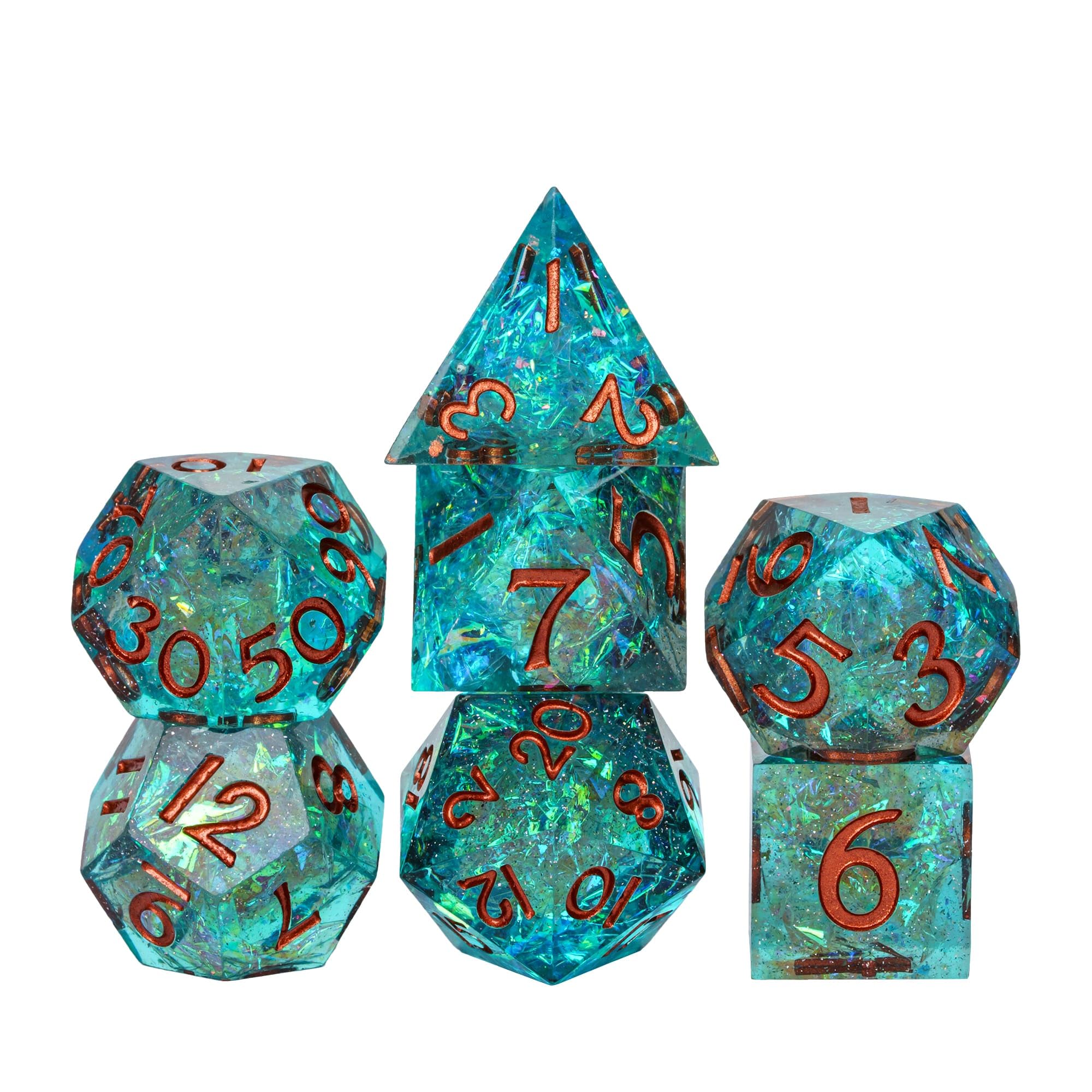 Cusdie 7-Piece Sharp Edges DND Dice Set in Elegant Box Polyhedral Dice for Dungeons and Dragons RPG Tabletop Gaming Role Playing Game — image 1
