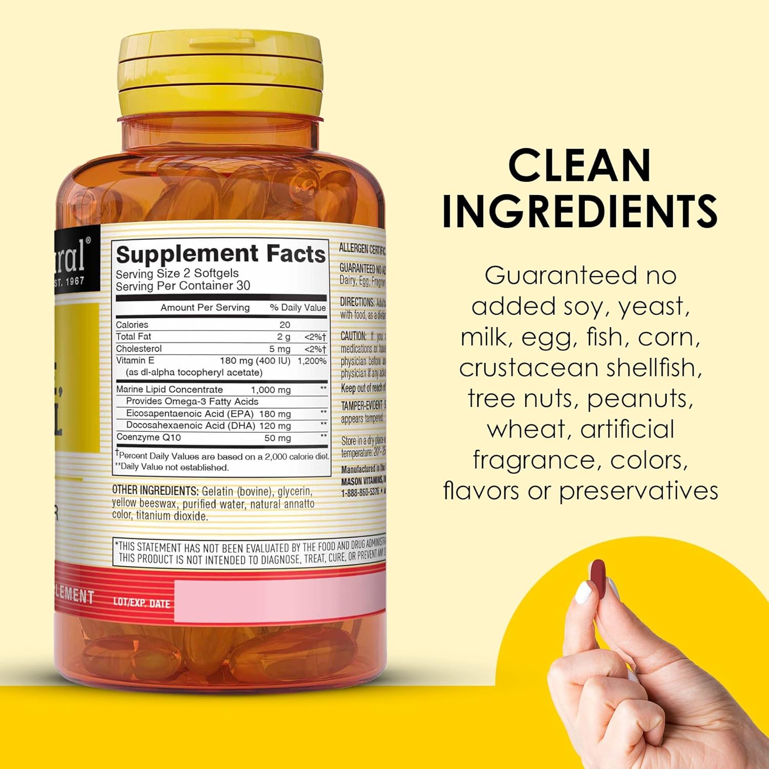 MASON NATURAL Heart Trio,Co Q10, Vitamin E & Fish Oil, 3 Month Suppy, Supports Normal Heart Health, 3 Pack