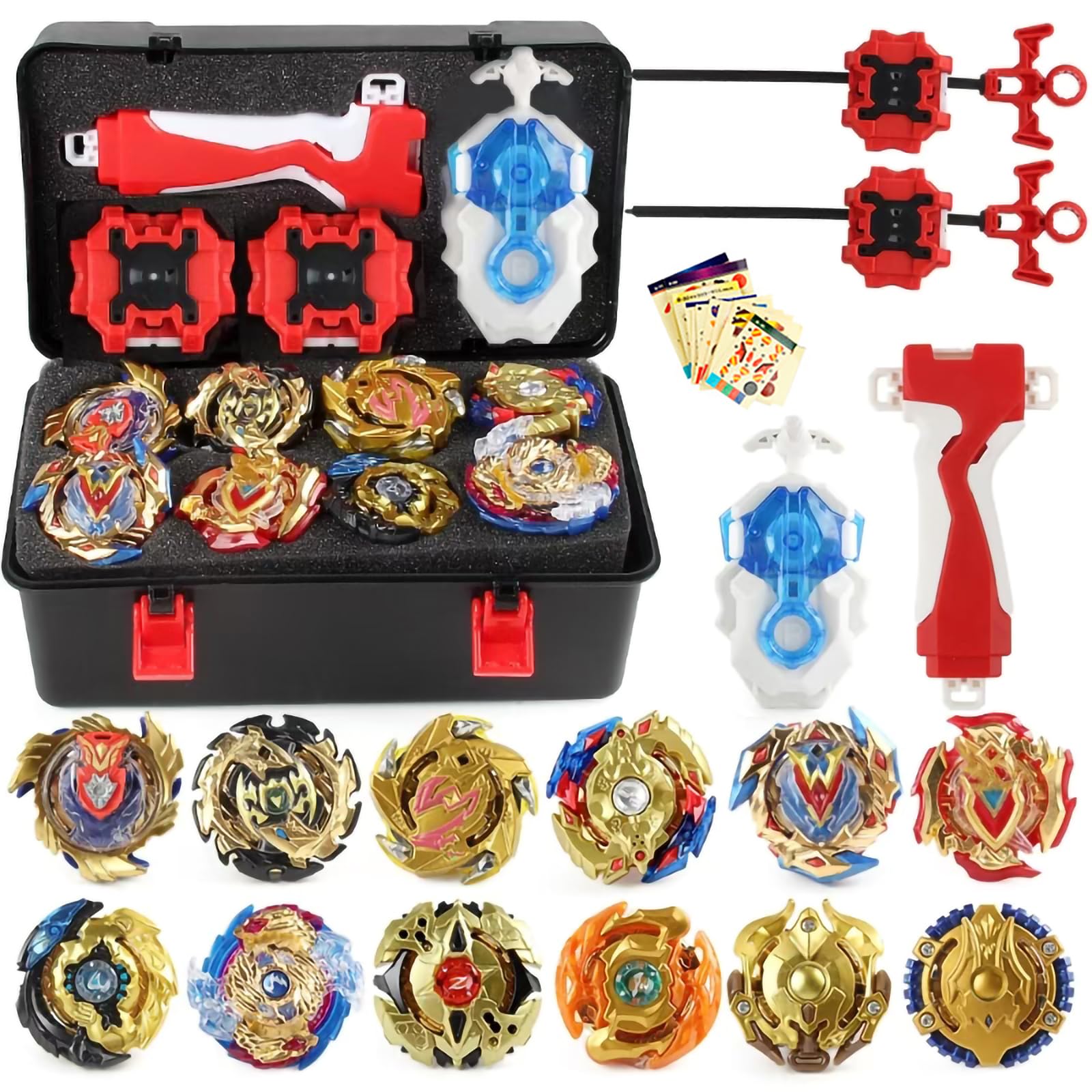 Kit Golden Beyblade Gyro Burst Com Lançador Caixa Portátil De Armazenamento Para Crianças 8pcs I.184015996 Kit Golden Beyblade Gyro Burst Com Lançador Caixa Portátil De Armazenamento Para Crianças 8pcs I.184015996
