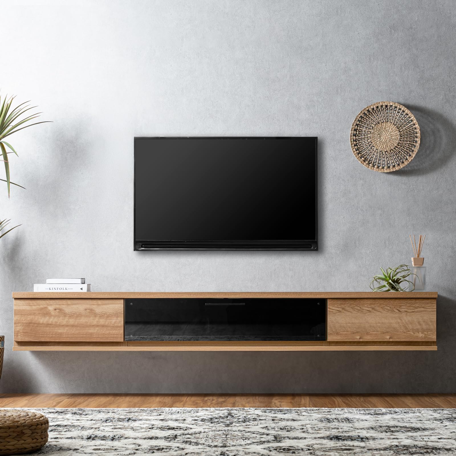 Amazon｜タンスのゲン テレビ台 フロート 壁掛け 210cm 完成品 国産