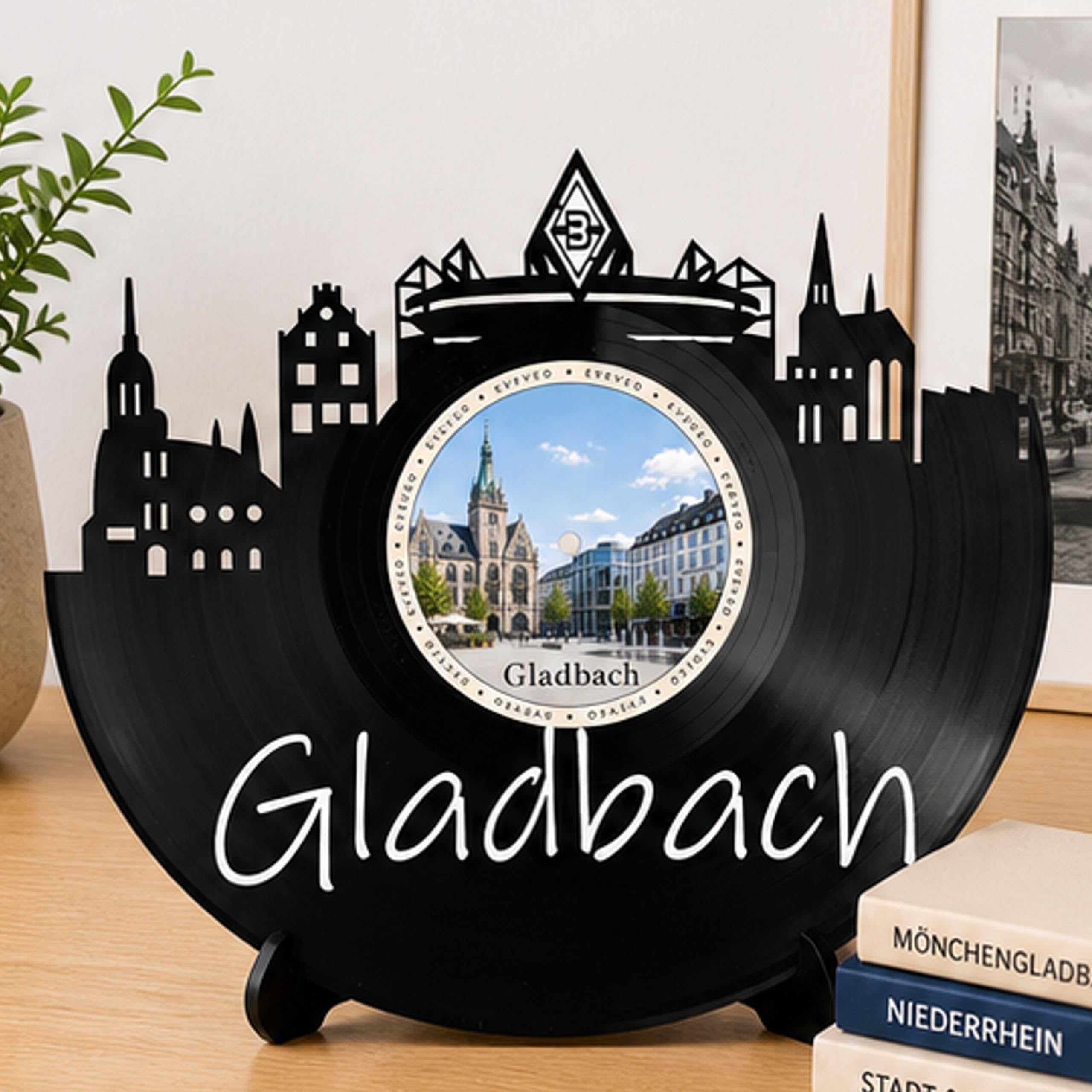 EVEVO Gladbach D0027 - Decorazione da parete in vinile, motivo skyline di Mönchengladbach, regalo per gli appassionati di calcio, per gli amanti del calcio