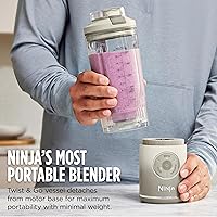 Vista 3 de Ninja Blast Max, licuadora portátil + Twist & Go, batido personal, mezclar, triturar hielo, 3 programas, inalámbrico, recipiente extraíble de 22