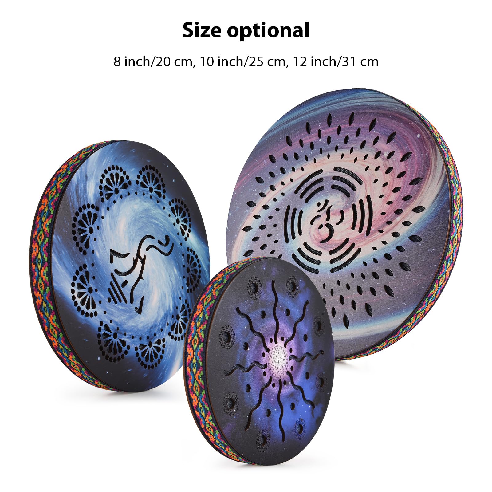 Btuty 10 Pollice Ocean Drum Etnico Percussione Strumento Dipinto Modello di Tamburo di Legno di Betulla Bordo Intrecciato per Casa Forniture per Feste Musica Onomatopeica Portatile Tamburo A Mano