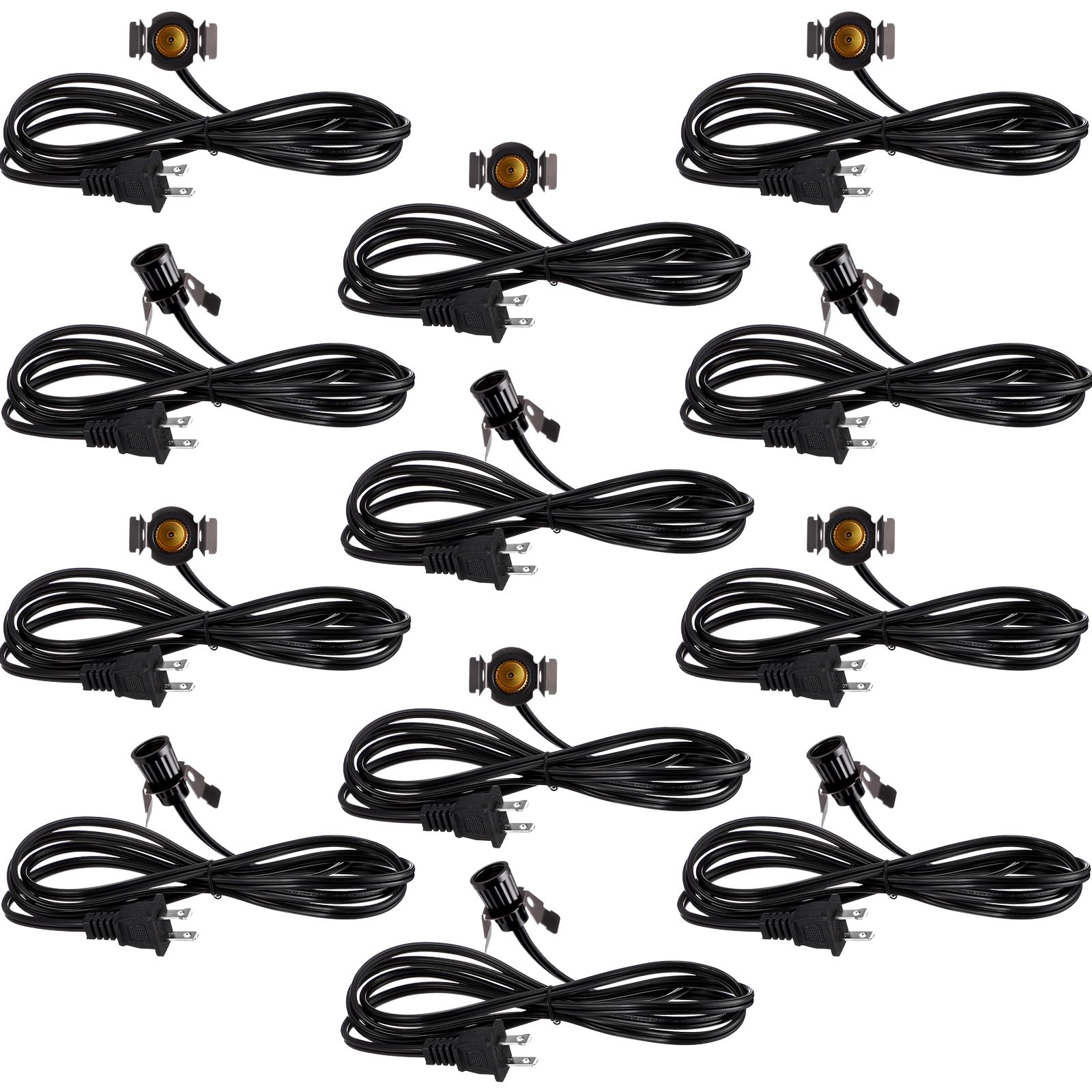 Macarrie 12 Pcs Clip in Lamp Cord with E12 Light Socket Single