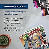 Vista 5 de BCW Archival Storage Bags for Silver Age/Regular Comic Books - 50 Pack 7 1/4" x 10 1/2" 2 Mil Mylar Comic Book Sleeves Clear Polyester